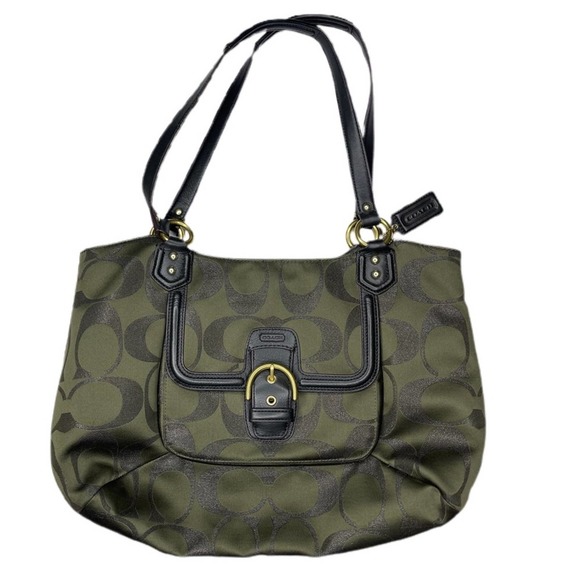 Coach Handbags - Coach Campbell Signature Metallic Belle Carryall - Army green metallic- NWOT